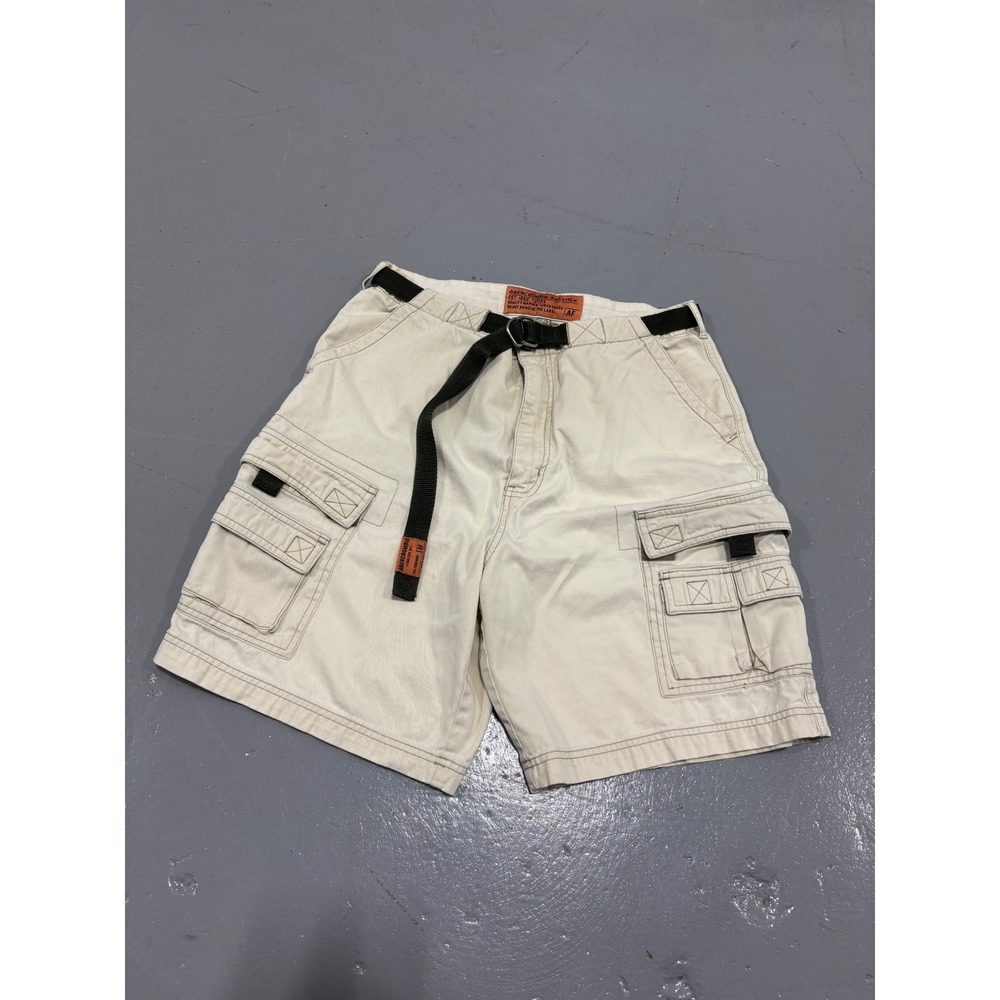 Vintage Abercrombie & Fitch Mens Cargo Shorts Beige Cotton Belted Utility Size M